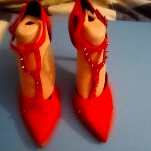 Rachel Roy Red Suede Spiked Shoes Size 8 1/2